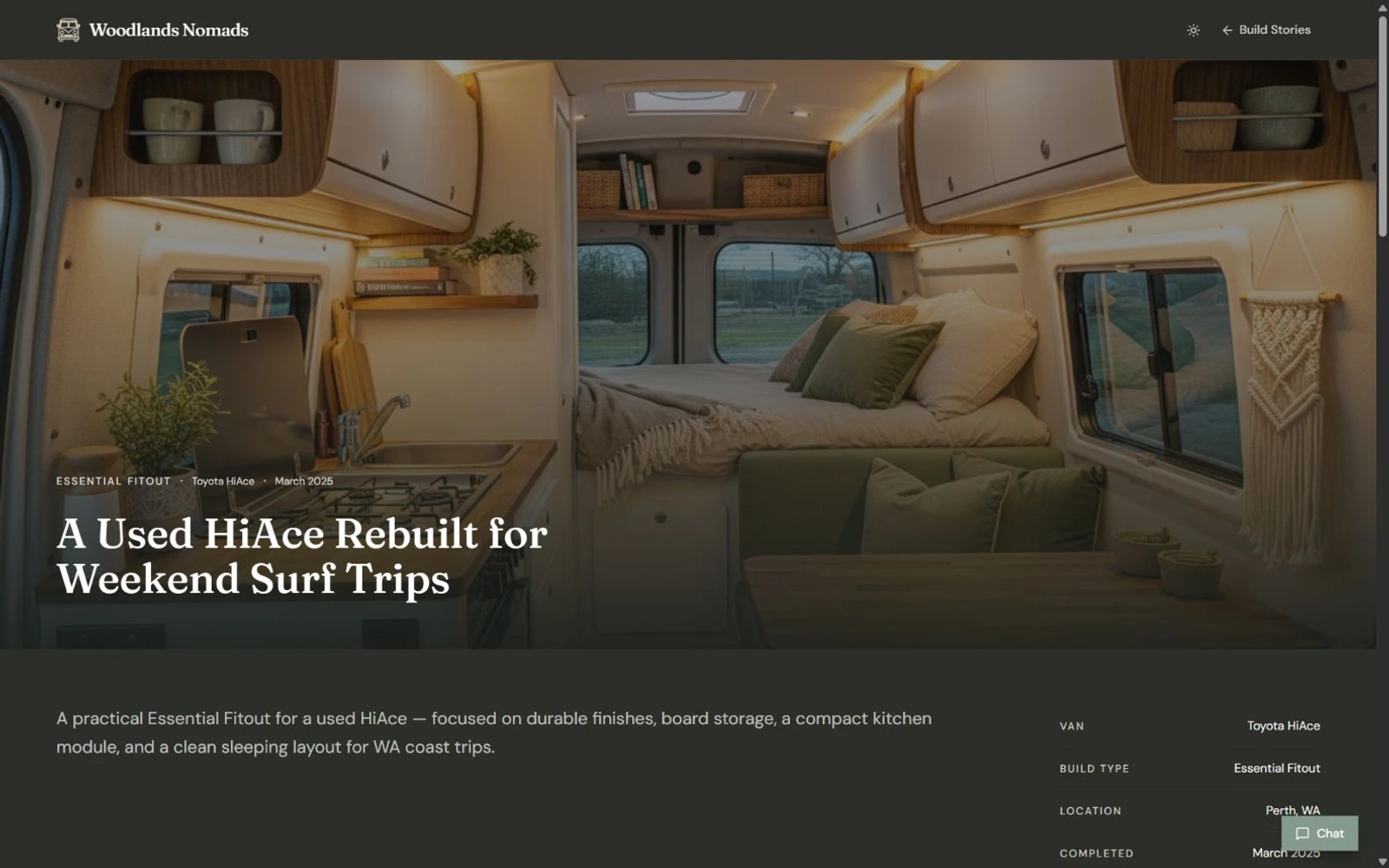 Historia de una HiAce con detalles del proyecto y fotografía interior
